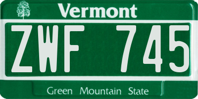 VT license plate ZWF745