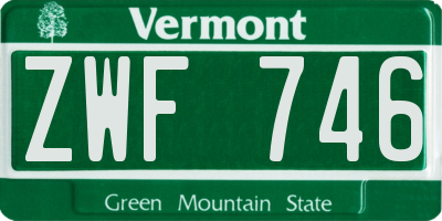 VT license plate ZWF746