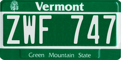 VT license plate ZWF747