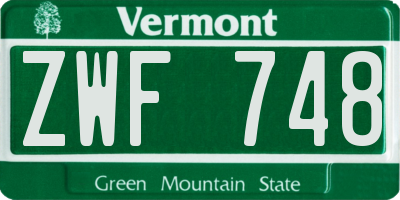 VT license plate ZWF748