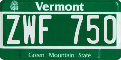 VT license plate ZWF750
