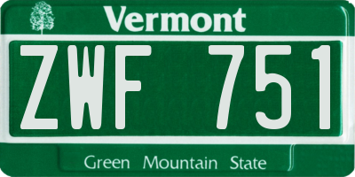 VT license plate ZWF751
