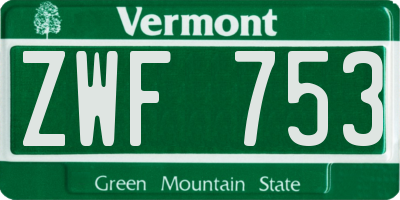 VT license plate ZWF753