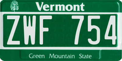 VT license plate ZWF754