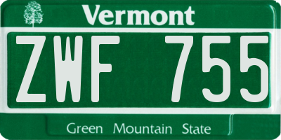VT license plate ZWF755