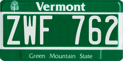 VT license plate ZWF762
