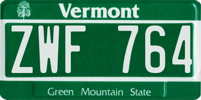 VT license plate ZWF764