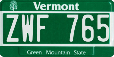 VT license plate ZWF765