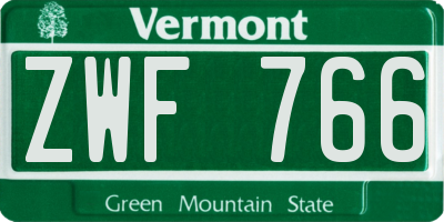 VT license plate ZWF766