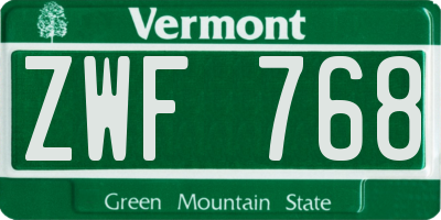 VT license plate ZWF768
