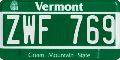 VT license plate ZWF769