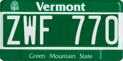 VT license plate ZWF770