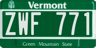 VT license plate ZWF771