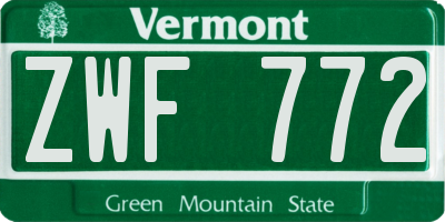 VT license plate ZWF772