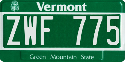 VT license plate ZWF775