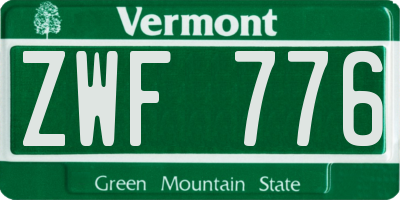 VT license plate ZWF776