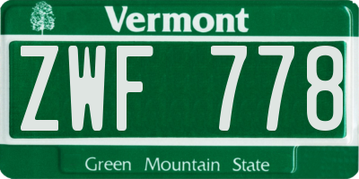 VT license plate ZWF778