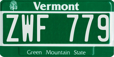 VT license plate ZWF779