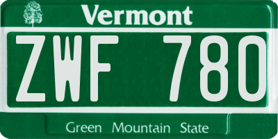 VT license plate ZWF780