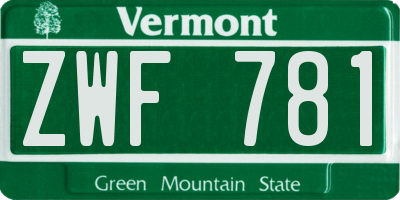 VT license plate ZWF781