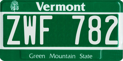 VT license plate ZWF782