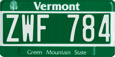 VT license plate ZWF784