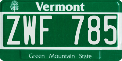 VT license plate ZWF785