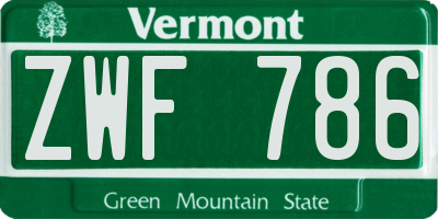 VT license plate ZWF786