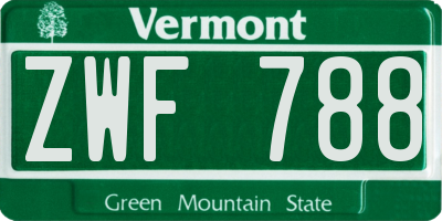VT license plate ZWF788