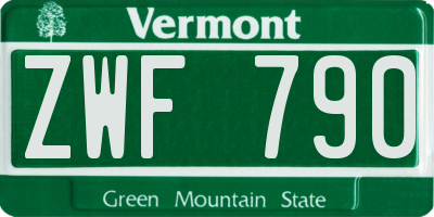 VT license plate ZWF790