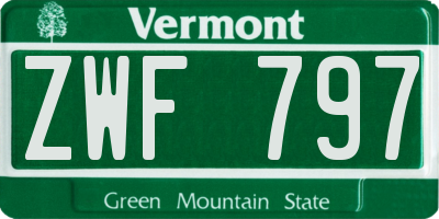 VT license plate ZWF797