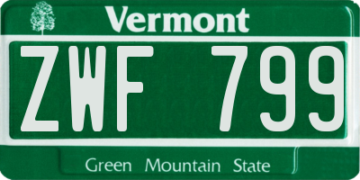 VT license plate ZWF799