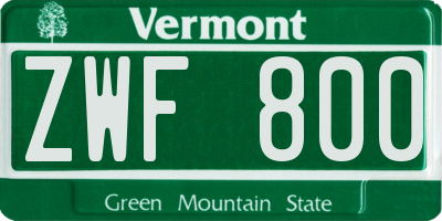 VT license plate ZWF800