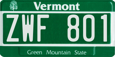 VT license plate ZWF801