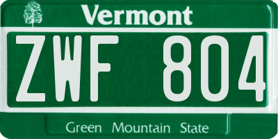 VT license plate ZWF804