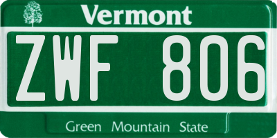 VT license plate ZWF806