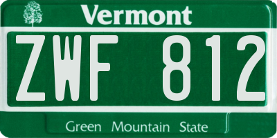 VT license plate ZWF812