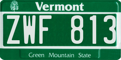 VT license plate ZWF813