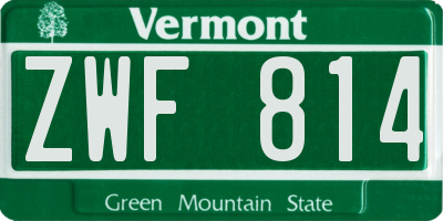 VT license plate ZWF814