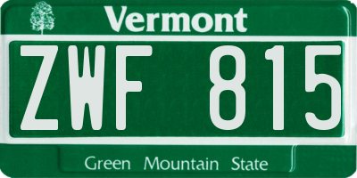 VT license plate ZWF815