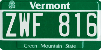 VT license plate ZWF816
