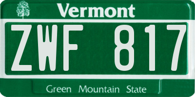 VT license plate ZWF817