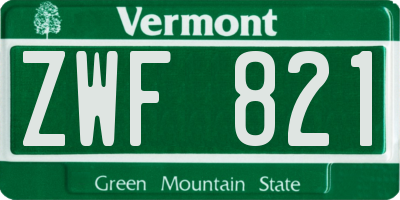 VT license plate ZWF821