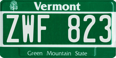 VT license plate ZWF823