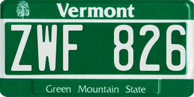 VT license plate ZWF826