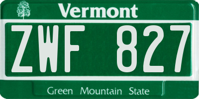 VT license plate ZWF827