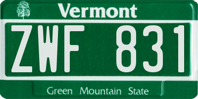 VT license plate ZWF831