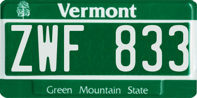 VT license plate ZWF833