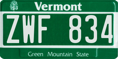 VT license plate ZWF834
