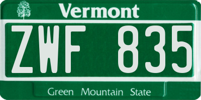 VT license plate ZWF835